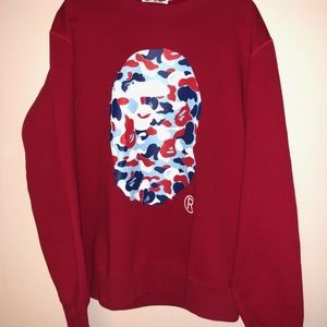 BAPE Paris Big Ape Head Crewneck (RED) Size XXL